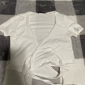 SOLD White Brandy Melville Wrap Top One Size